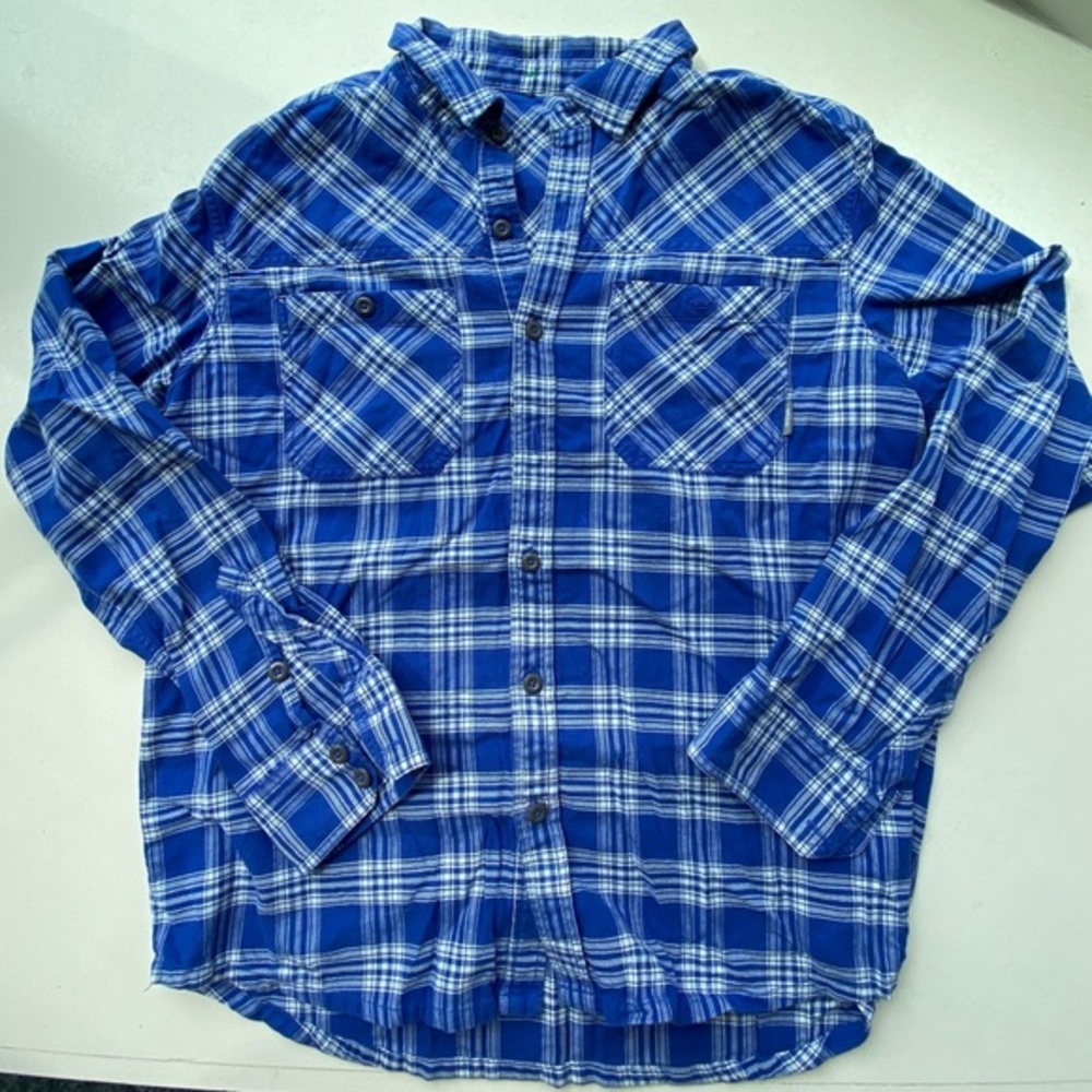 Blue and‎ White Stio Flannel Button Up
